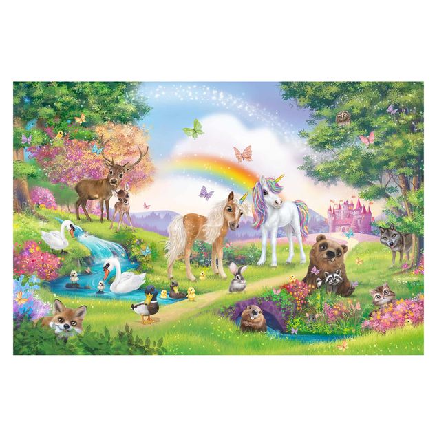 Carte da parati paesaggio Animal Club International - Foresta magica con unicorno