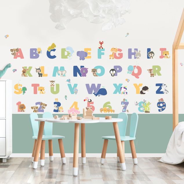 Adesivi murali animali Set alfabeto con animali