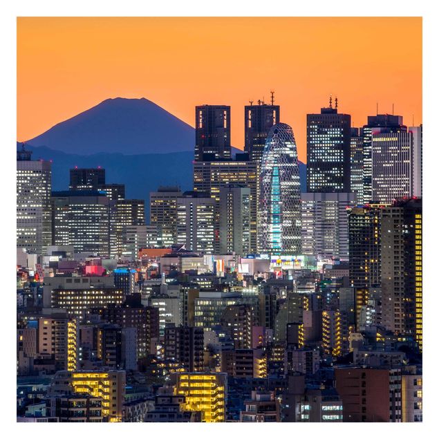 Carta da parati moderne Tokyo con il monte Fuji al tramonto