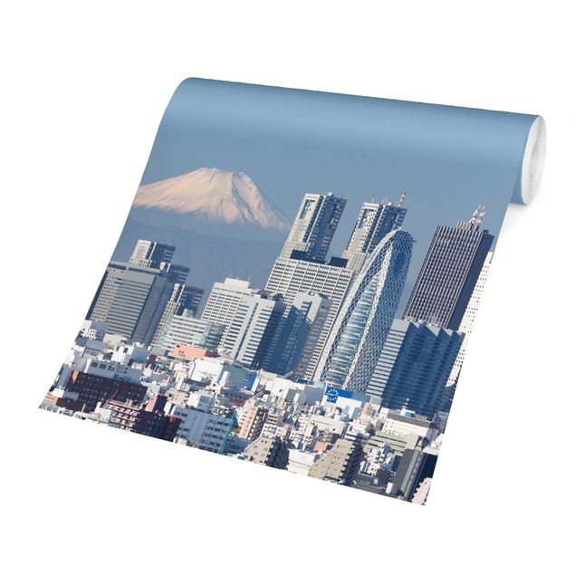 Carte da parati città Tokyo di fronte al Fuji