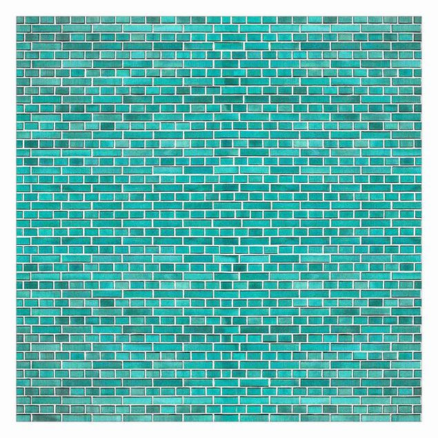 Carte da parati industrial Turquoise Brick Wall