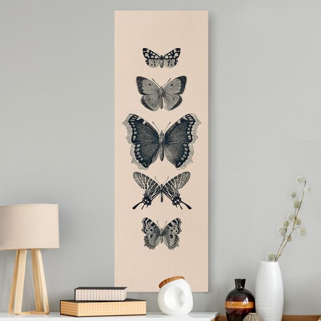 Quadri farfalle Farfalle d'inchiostro su sfondo beige
