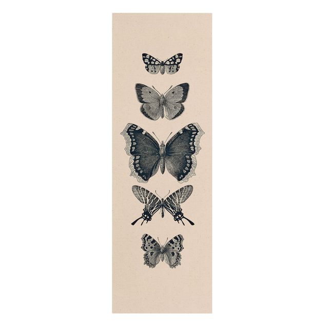 Quadri su tela animali Farfalle d'inchiostro su sfondo beige
