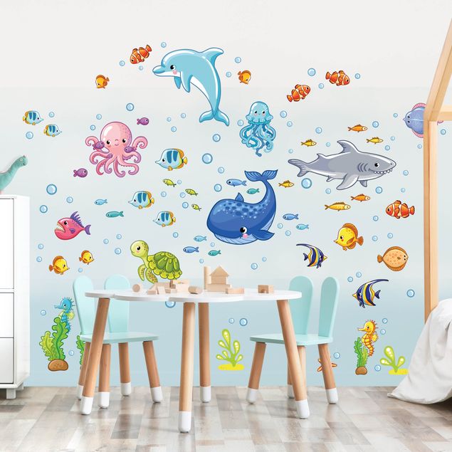Adesivi murali con animali Mondo sommerso - Set di pesci