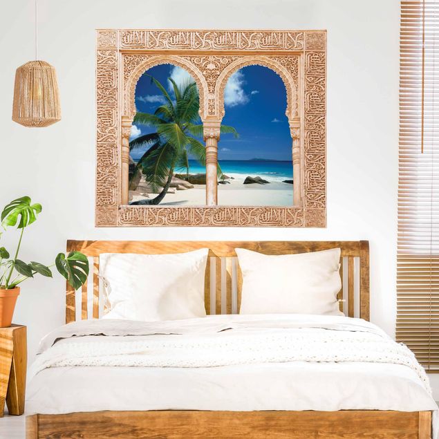 Autocolantes de parede Ilhas Finestra decorata spiaggia da sogno