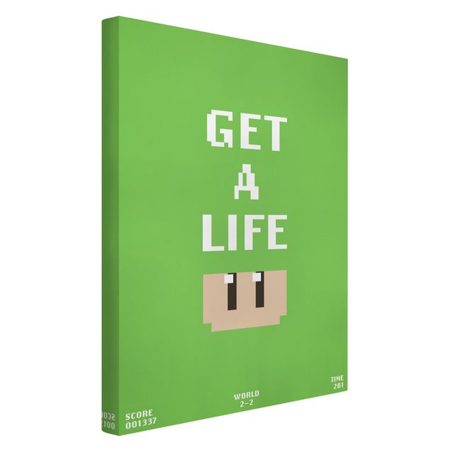 Quadri verdi Frase di videogioco Get A Life in verde