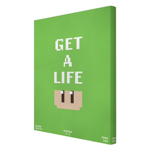 Stampe su tela Frase di videogioco Get A Life in verde