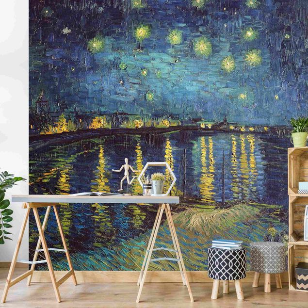 Carta parati adesiva Vincent Van Gogh - Notte stellata sul Rodano