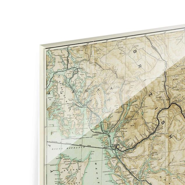 Glas Magnettafel Mappa vintage della Columbia Britannica