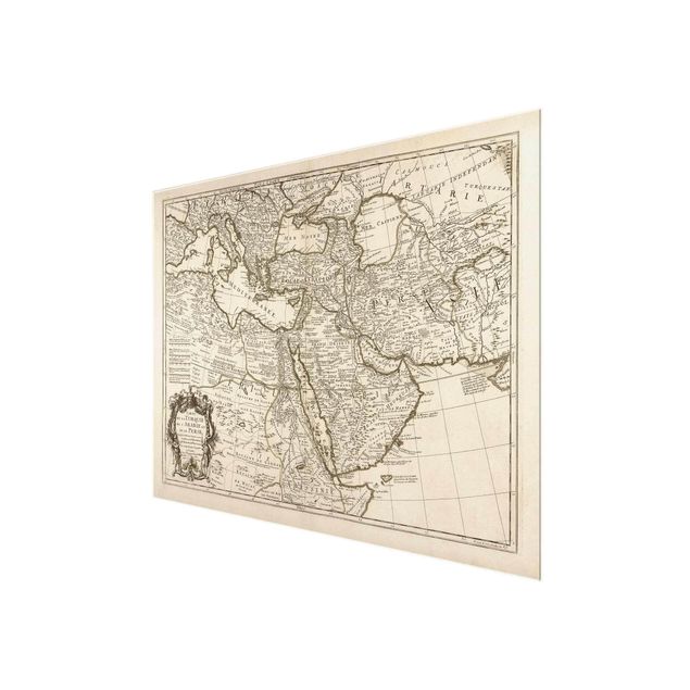Magnettafel Glas Mappa vintage del Medio Oriente