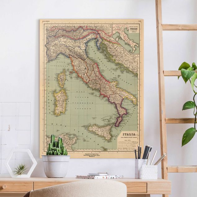 Tela Italia Mappa vintage Italia