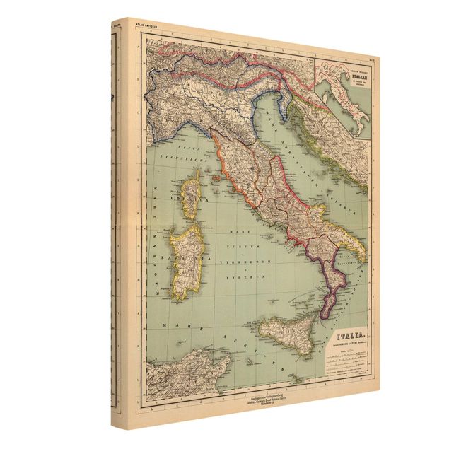Riproduzioni quadri Mappa vintage Italia