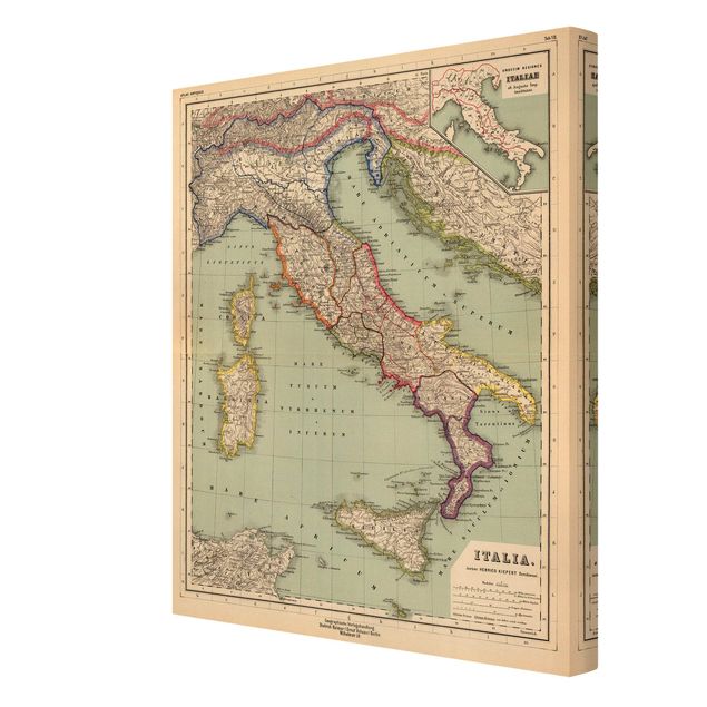 Quadri Andrea Haase Mappa vintage Italia
