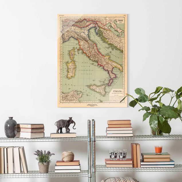 Quadri stile vintage Mappa vintage Italia