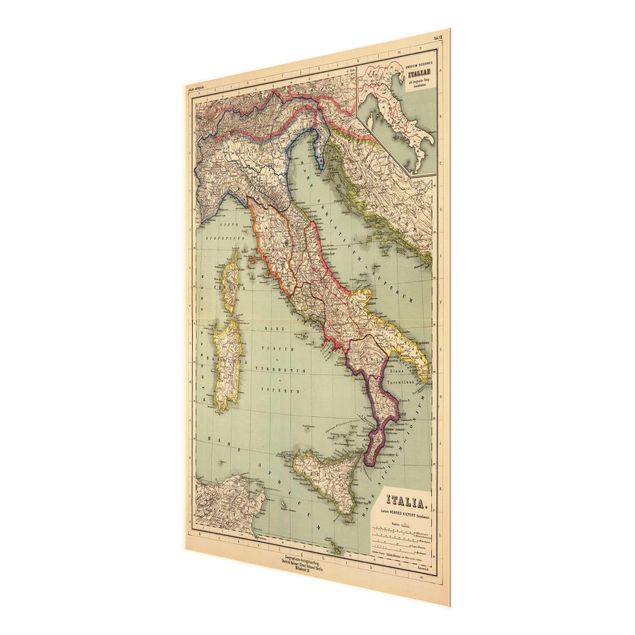 Quadri stampe Mappa vintage Italia