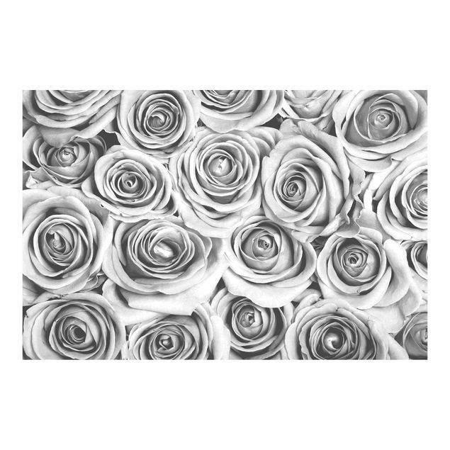 Carta da parati vintage Rose vintage in bianco e nero