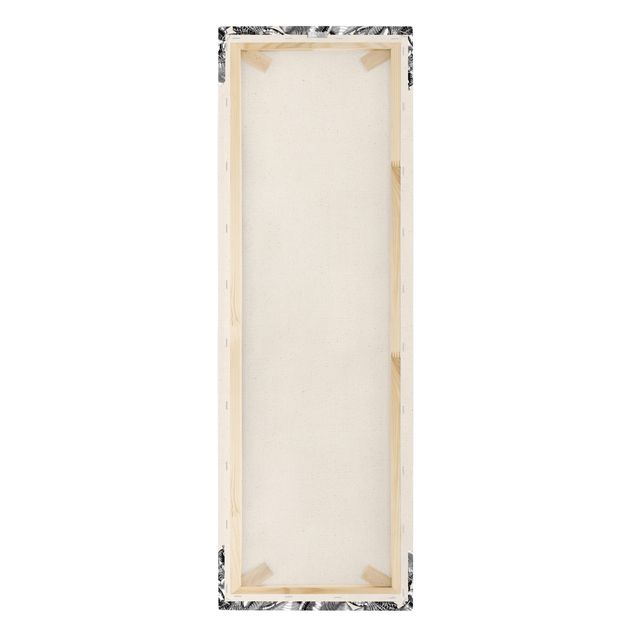 Quadro su tela naturale - Cavalluccio marino vintage in bianco - Formato verticale 1:3