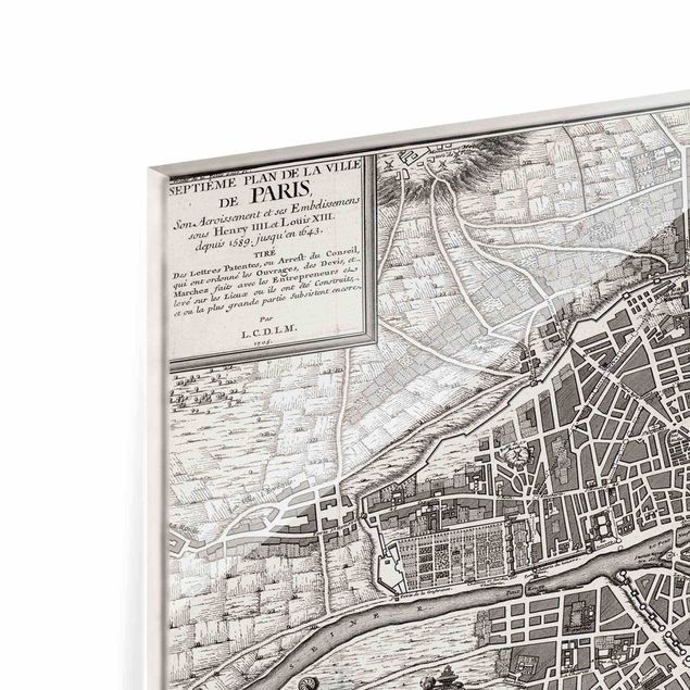 Quadri Andrea Haase Mappa vintage della città di Parigi intorno al 1600