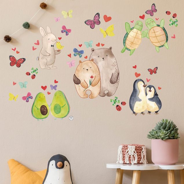 Adesivi murali con animali Mr. & Mrs. Panda - Coppie innamorate