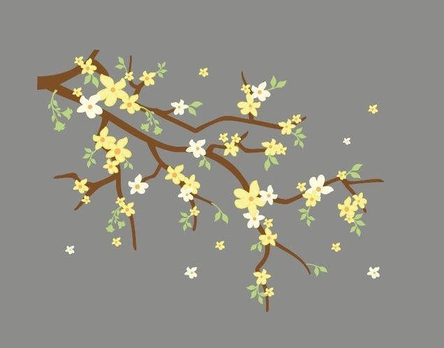 Stickers murali piante Fiori gialli su un ramo