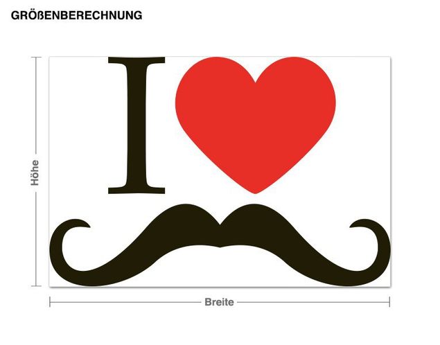 Frasi adesive per pareti I love Moustache - moustaches