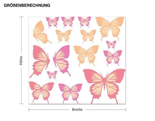 Autocolantes de parede pássaros Set di farfalle con colori pastello