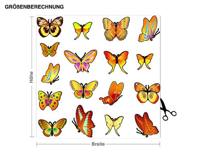 Farfalle adesivi murali Set di farfalle arancione