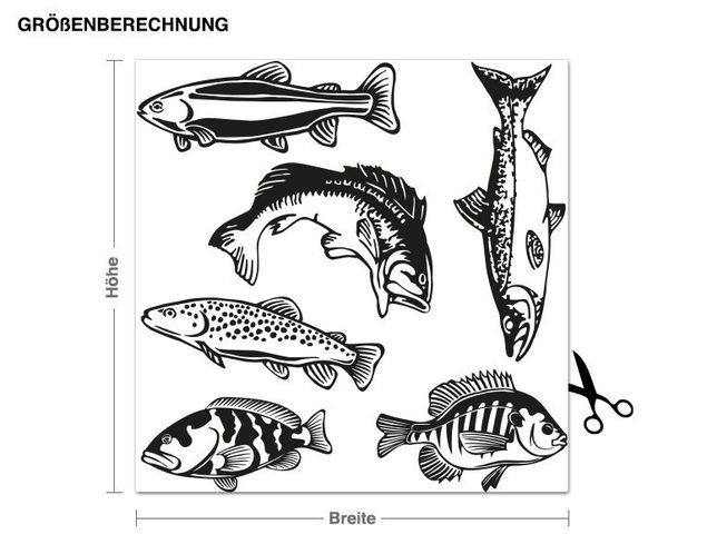 Stickers murali pesci Set di pesci 6 pezzi