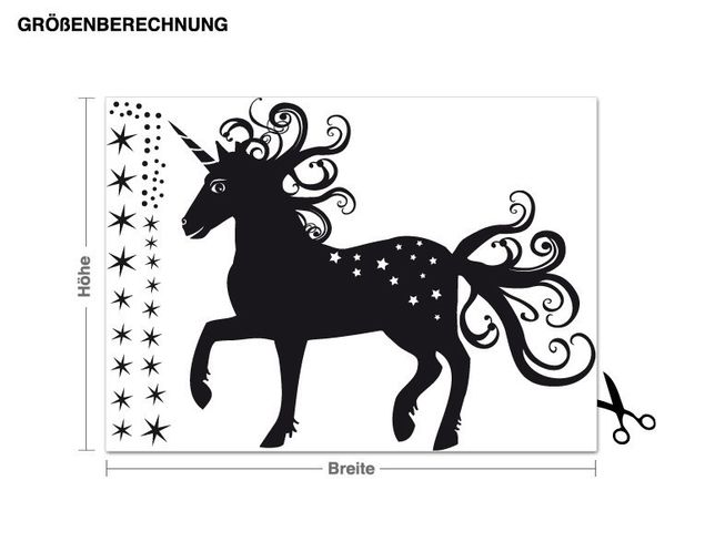 Adesivi murali unicorni Magico unicorno con stelle