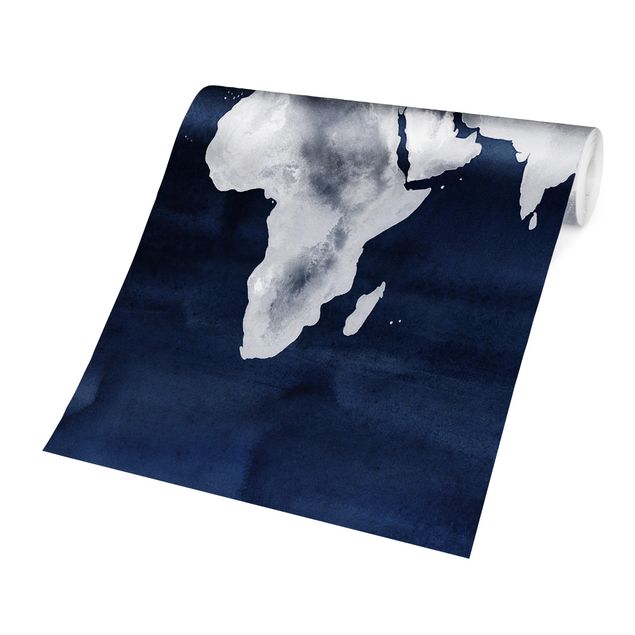 Carta da parati blu Mappa del mondo acquatico scuro