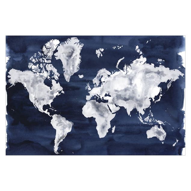 carta da parete Mappa del mondo acquatico scuro