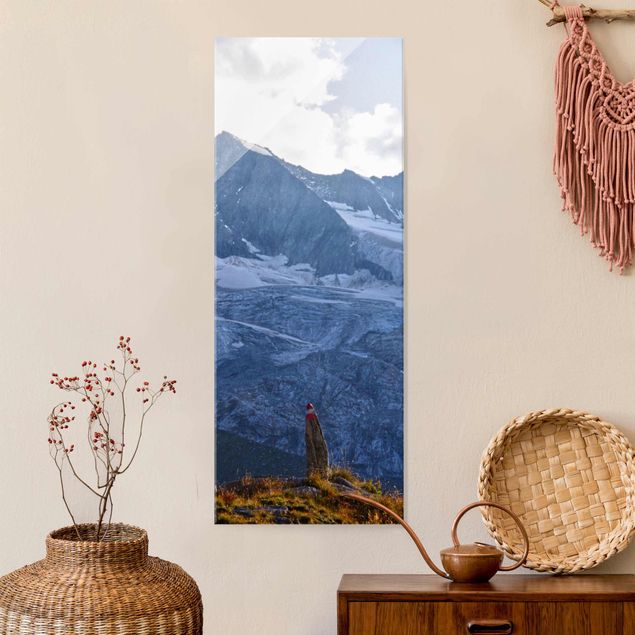 Quadri in vetro con montagna Sentiero segnato sulle Alpi