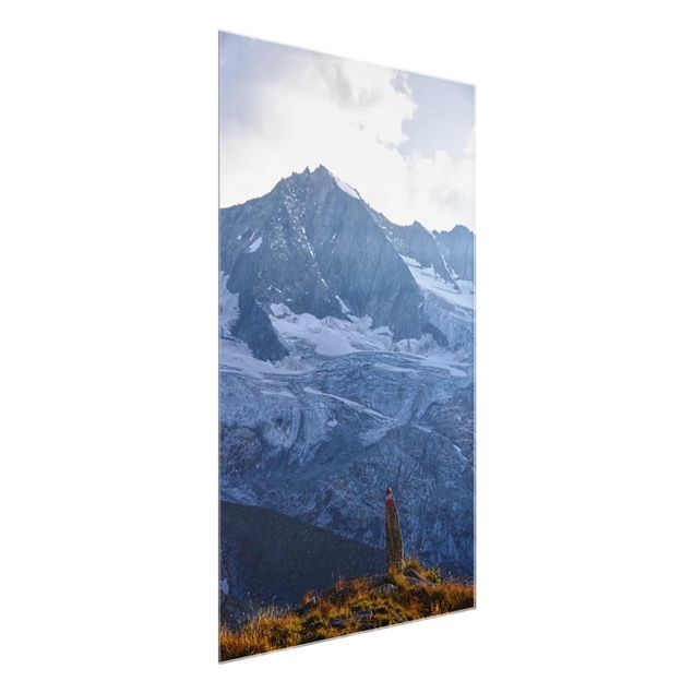 Quadri in vetro con paesaggio Sentiero segnato sulle Alpi