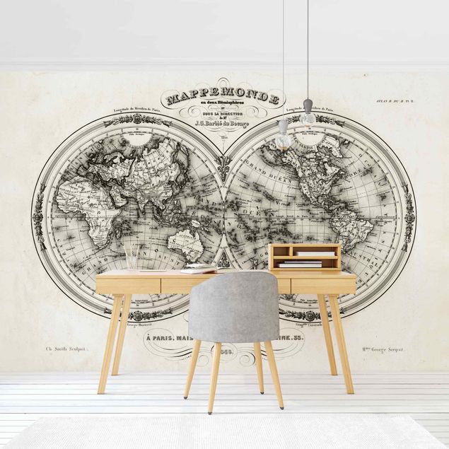 Carte da parati vintage Mappa del mondo - Mappa francese della regione di Cap del 1848