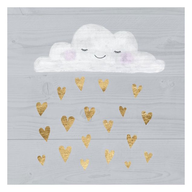 Carte da parati grigie Nuvola con cuori d'oro