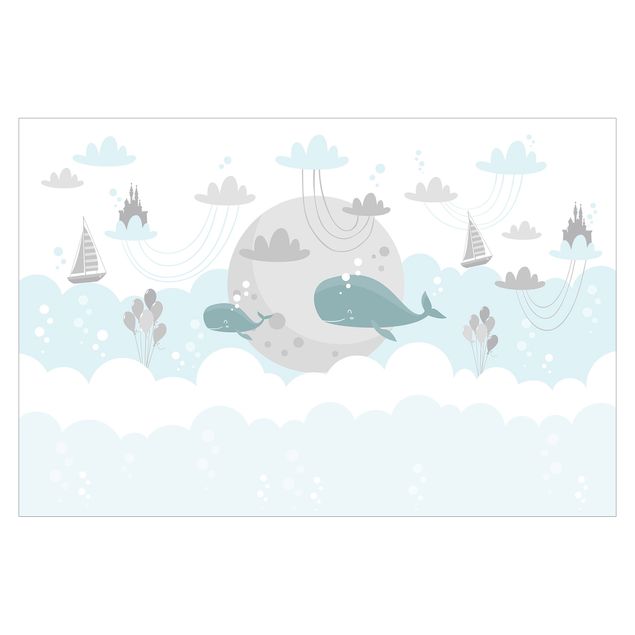 Carte da parati animali Nuvole con balena e castello