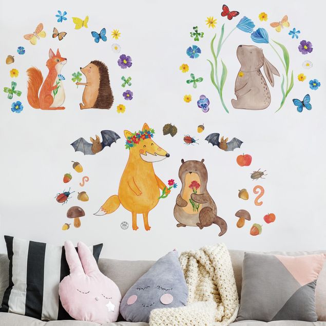 Adesivi murali con animali Mr. & Mrs. Panda - Abitanti della foresta e piccoli amici