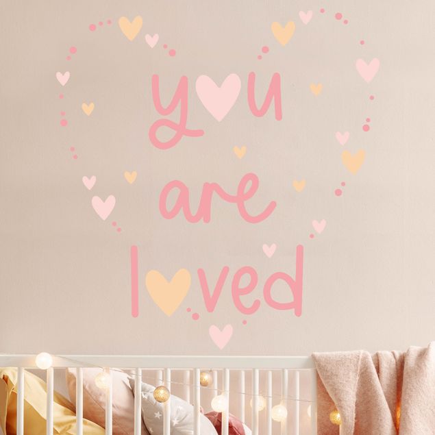 Adesivi murali frasi You Are Loved cuore rosa chiaro