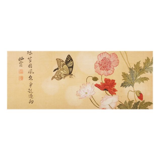 Paraschizzi con riproduzioni Yuanyu Ma - Fiore di papavero e farfalla