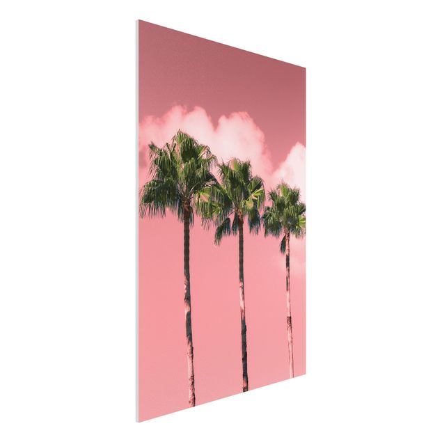 Quadro paesaggio Palme contro il cielo rosa