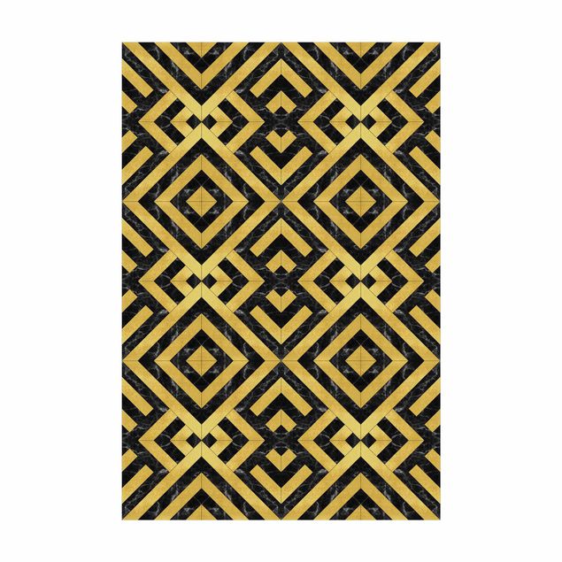 tappeti dorati Mix di piastrelle geometriche Art Déco Oro Marmo Nero