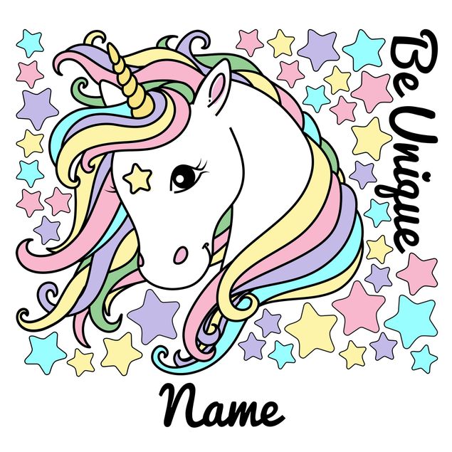 Stickers murali Illustrazione di unicorno e stelle pastello