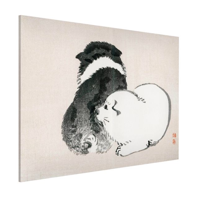 Quadro cane Disegno vintage asiatico cagnolino bianco e nero