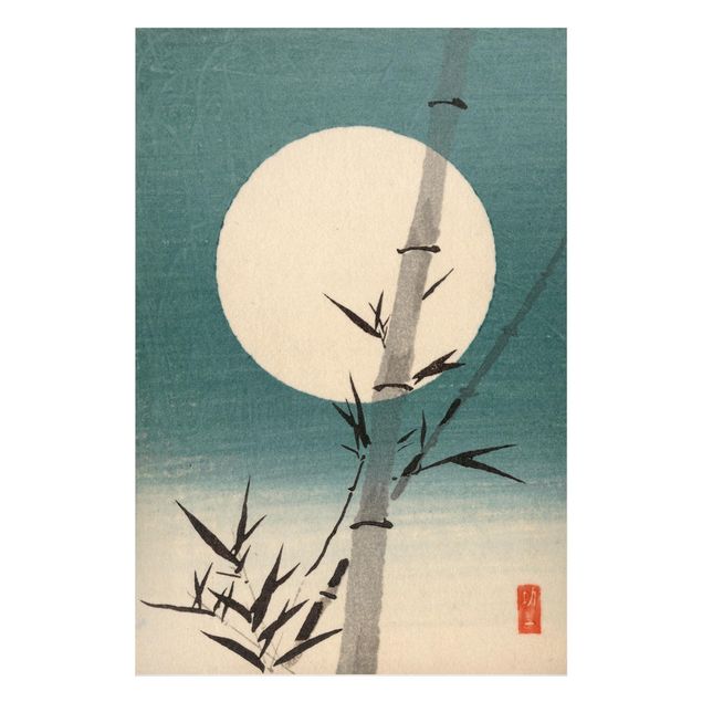 Quadro bamboo Disegno giapponese Bambù e Luna