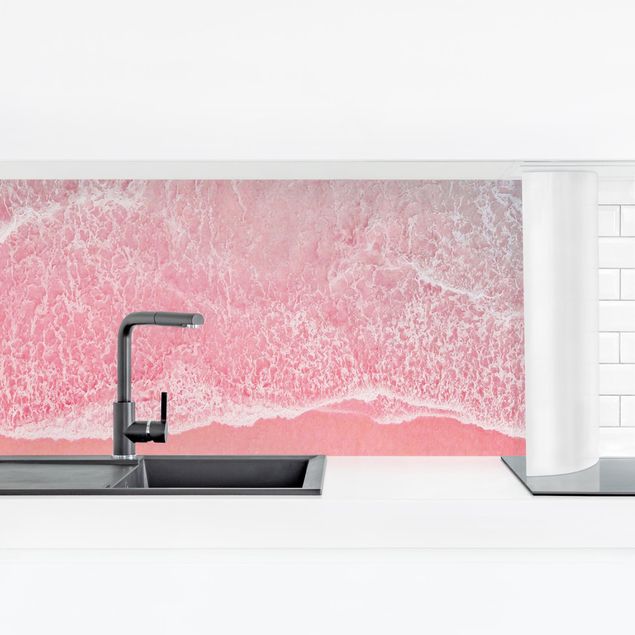 Rivestimenti per cucina con paesaggio Oceano in rosa