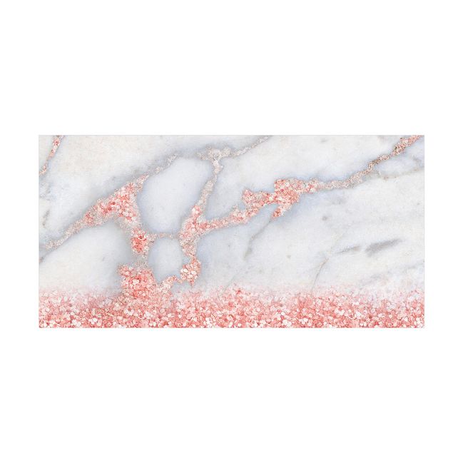 tappeto salotto moderno grigio Effetto marmo con coriandoli rosa
