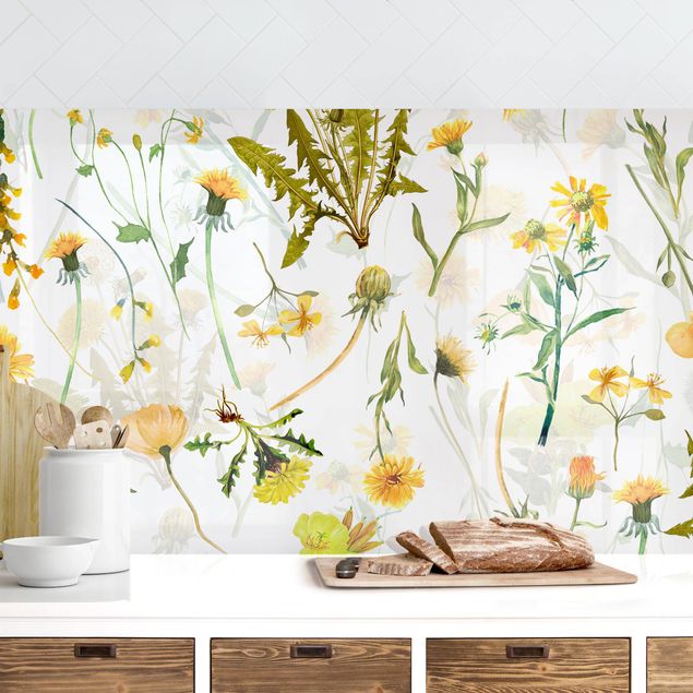 Rivestimenti per cucina con disegni Fiori selvatici gialli