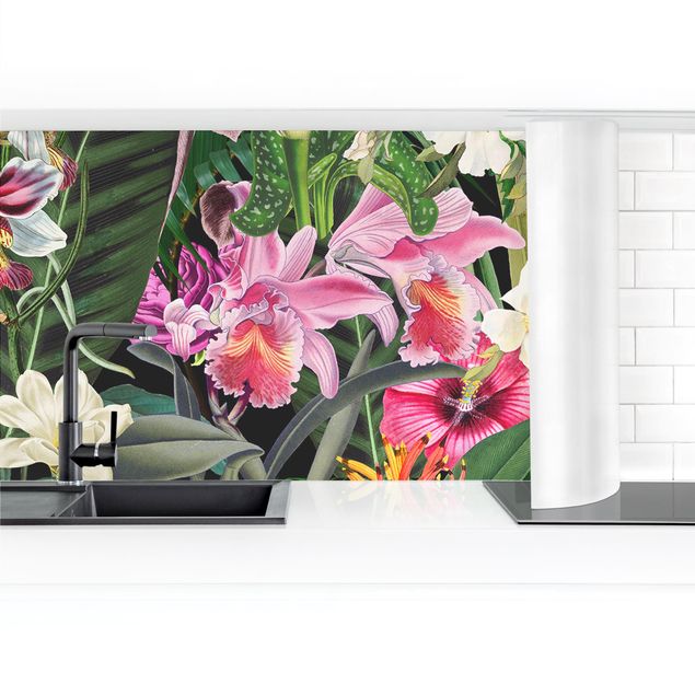 Carta adesiva Collage di fiori tropicali colorati II