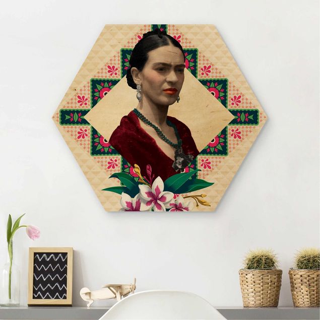 Quadri in legno con fiori Frida Kahlo - Fiori e geometria