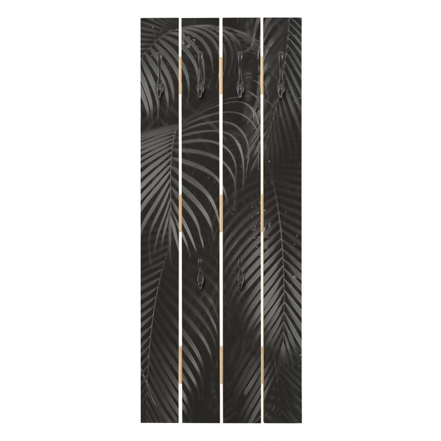 Appendiabiti pannello nero Fronde di palma nere